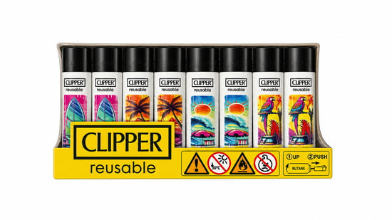 Clipper Reusable Pocket Hawai Desenli Çakmak