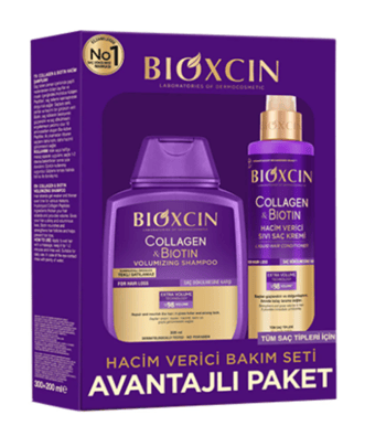 Collagen & Biotin Hacim Verici Bakım Seti - Şampuan 300 Ml + Sıvı Saç Kremi 200 Ml