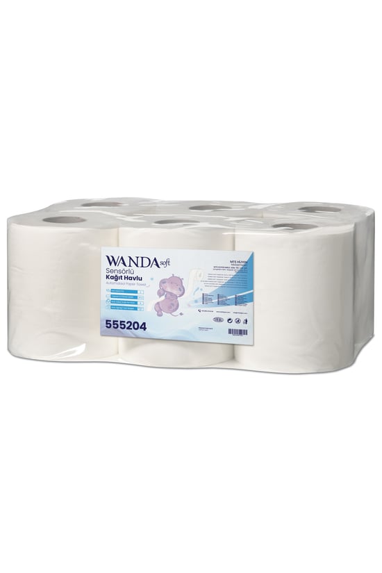 Wanda Soft Sensörlü Hareketli Kağıt Havlu 4 KG 6'lı Paket - 65M Rulo - 2 Katlı, 21cm Yaprak Eni