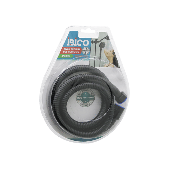 K13-028 ( Siyah Metal ) Örgülü Duş Hortumu ( 1.5mt ) ( Vakumlu Ambalaj ) (anti Twist=dolanmaz-kıvrılmaz-kopmaz)