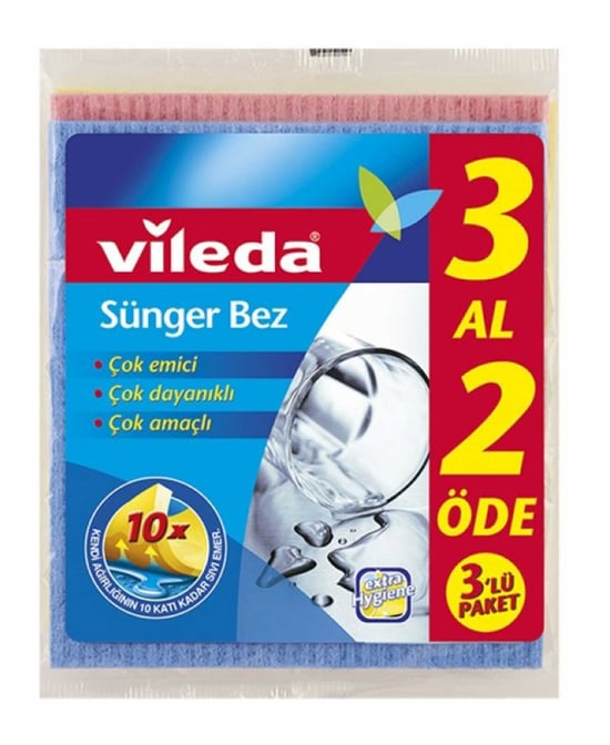 Vileda Sünger Temizlik Bezi 2+1'li Paket
