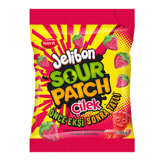 Kent Jelibon Sour Patch Çilek Aromalı Yumuşak Şekerleme 80 Gr - 24 Adet