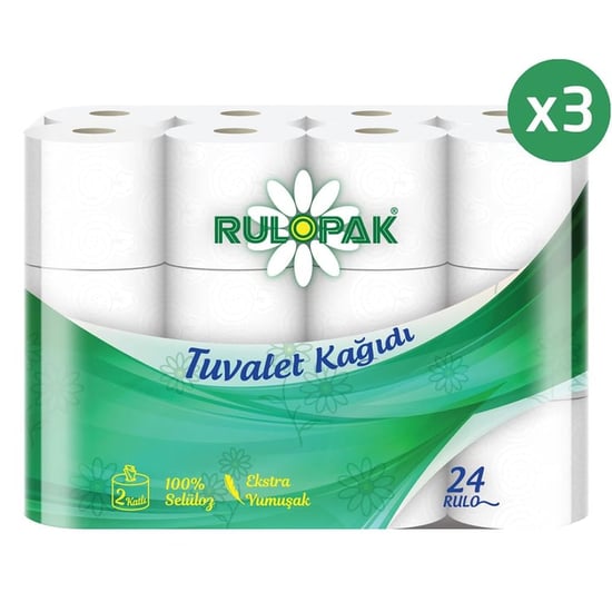 Rulopak Tuvalet Kağıdı 2 Katlı 24'lü 3'lü Paket