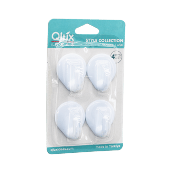 Qlux L-00734 Style Collection ( 4pcs ) Yapışkanlı Beyaz Plastik Askı (brkt-017344)