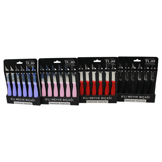 Yakut-6103 ( 6pcs ) Meyve Bıçak Renkli Plastik Saplı