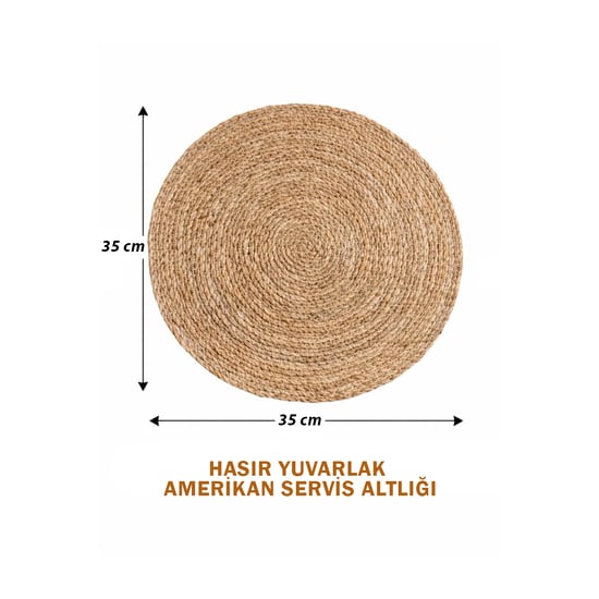İnura Global Mir-1538 ( Hasır ) ( 35cm ) ( Yuvarlak ) Amerikan Servis Altı & Supla Altlık