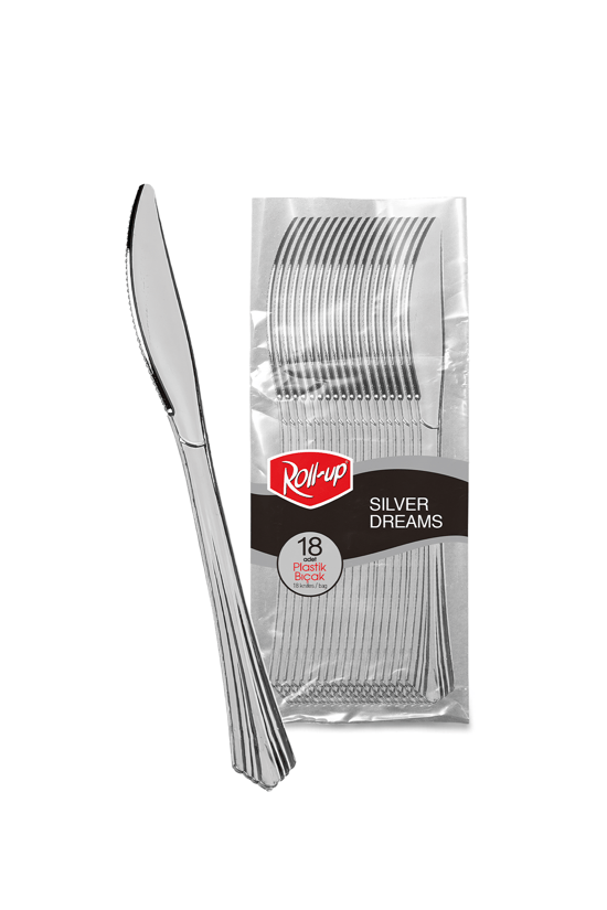 Roll-up Metal Görünümlü Plastik Bıçak 18li