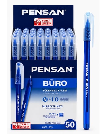 Pensan Büro Mavi Tükenmez Kalem 1mm Uçlu