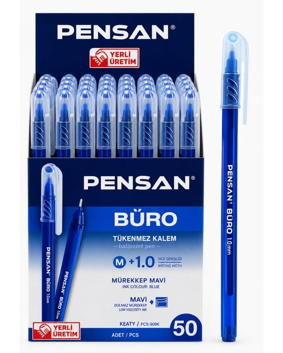 Pensan Büro Mavi Tükenmez Kalem 1mm Uçlu