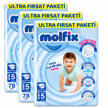 Molfix Bebek Bezi 5 Beden Junior Ultra Fırsat Paketi 11- 18 Kg 78 (3 Lü Paket)