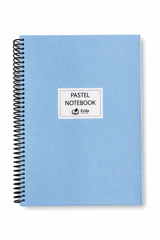 A5 96 Yaprak Sert Kapak Spiralli Çizgili Defter Mavi Renk