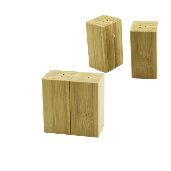 Pablito Home Pbt-293 ( 4.5x5cm--y:9cm ) ( 2pcs ) ( Mıknatıslı İkiz ) ( Ahşap Bambu ) Baharatlık & Tuzluk