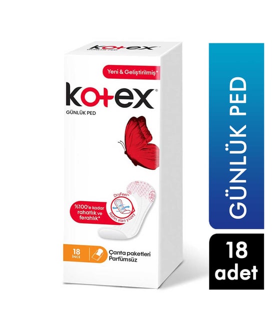 Kotex Lightdays İnce Günlük Hijyenik Ped 18'li Paket Çanta Paketleri Parfümsüz