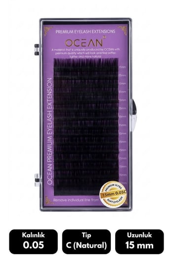 Ocean 0.05c Natural Kıvrım 15 Mm Soft Eyelash Doğal İpek Kirpik 16'lı