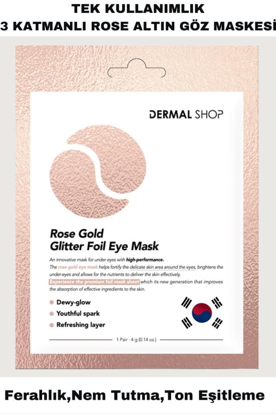 DERMAL Rose Gold Glitter Foil Tek Kullanımlık 3 Katmanlı Göz Mask