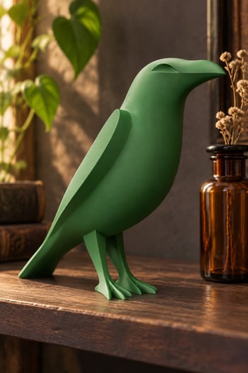 Karga Figürlü Dekoratif Biblo - 17cm Yeşil