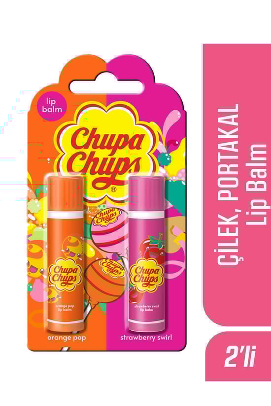 Chupa Chups Lip Balm Dudak Bakım Kremi 4gr Çilek ve Portakal 2li