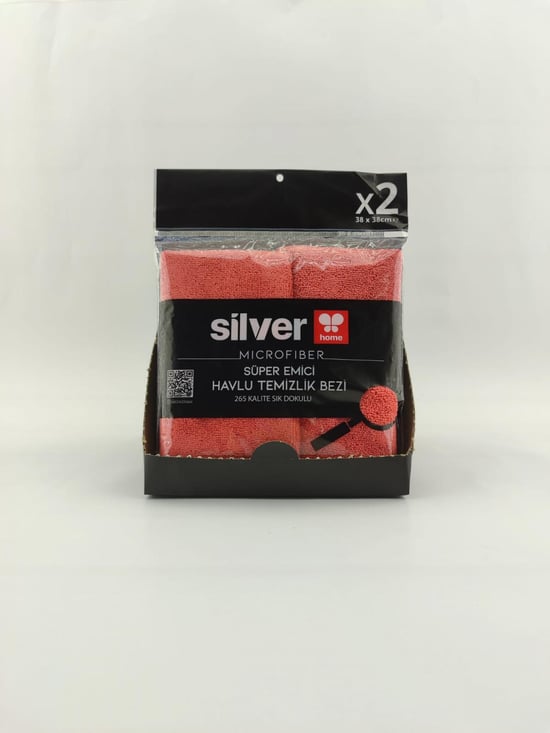 Silver Home 265 Gsm 38x38 Cm 2'li Süper Emici Kurulama Bezi-kırmızı