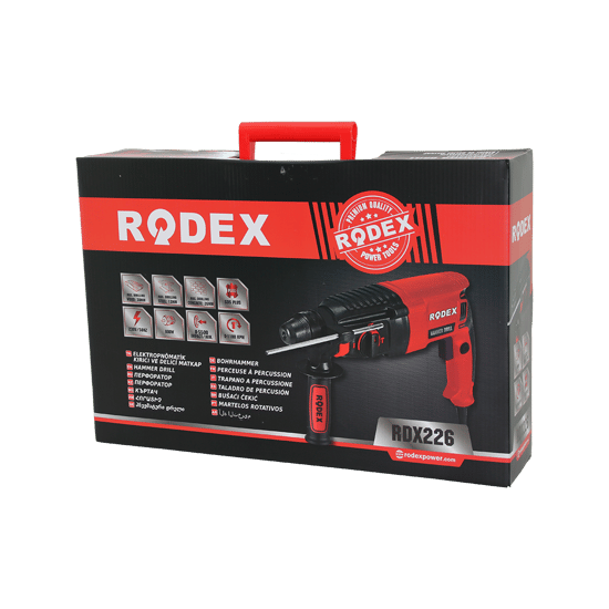 Rodex Rdx-226 Elektropnömatik Kırıcı & Delici Matkap (0-1100rpm) (800w) (3j Sds Plus) (ahş:30mm-bet:26mm-mtl:13mm)