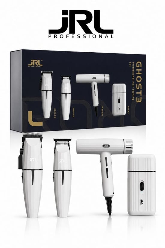 Jrl Professional Ghost Kit 3 Saç Kesim, Çizim, Sakal ve Fön Makinesi 4'lü Set Beyaz