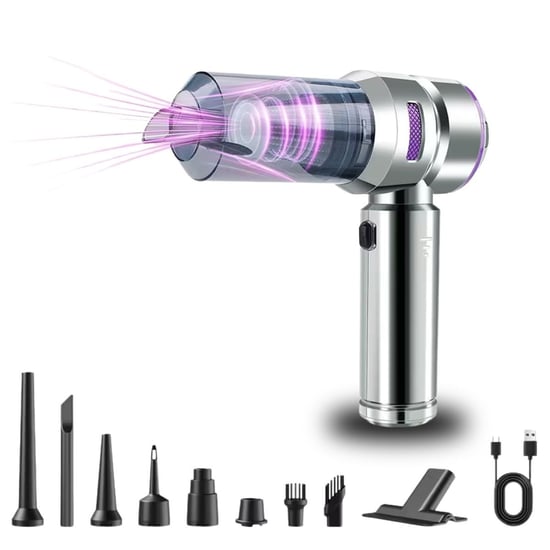 BUFFER® 9 Farklı Uçlu Kablosuz Şarjlı Araç İçi Süpürge – Wireless Destekli, Güçlü Emiş, Taşınabilir 