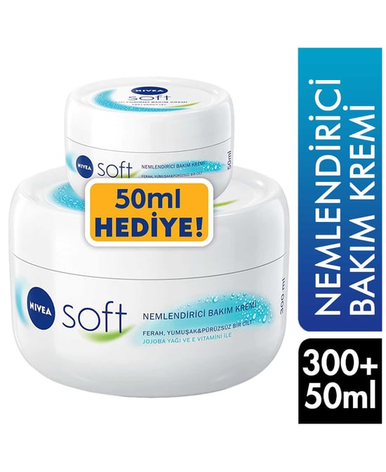 Nivea Soft Krem 300 ml + 50 ml Hediyeli Nemlendirici Bakım