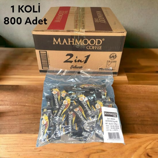 Mahmood Coffee 2si1 Arada 6 gr x 800 Adet Otobüs ikramlık Hazır kahve 1 Koli