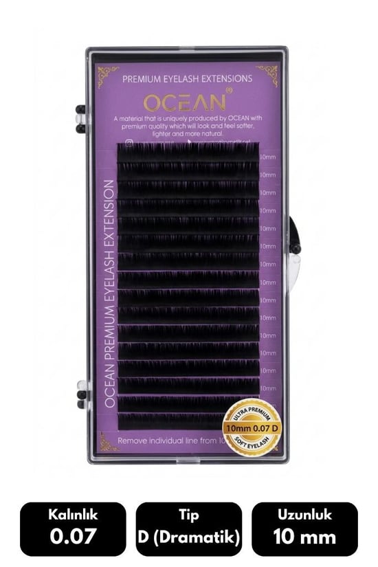 Ocean 0.07d Dramatik Kıvrım 10 Mm Soft Eyelash Doğal İpek Kirpik 16'lı