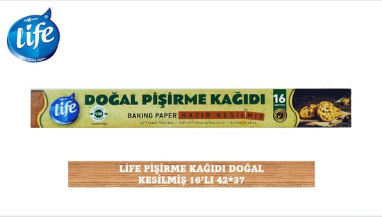 Life Hazır Kesilmiş Pişirme Kağıdı Doğal 16'lı