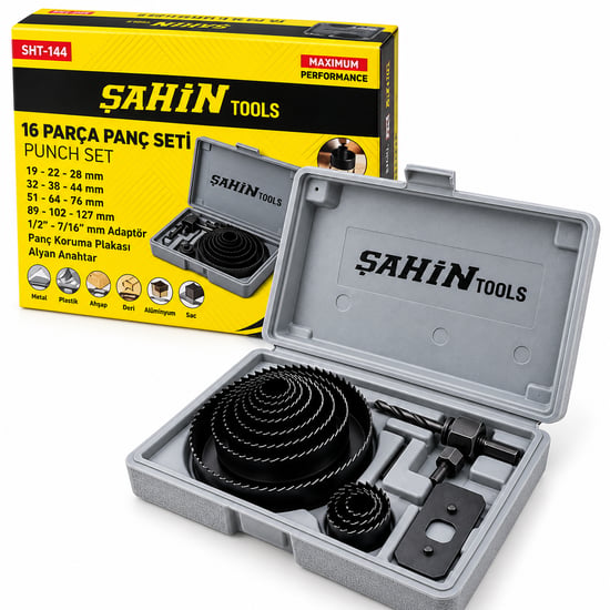 Şht-144 (16in1) Buat Açma Panç Seti (metal & Ahşap & Pvc & Alçıpan & Pls.) (19-22-29-32-38-44-51-64-76-89-102-127mm)