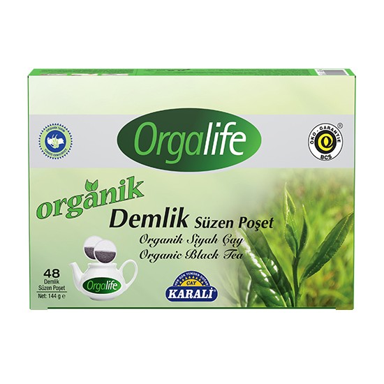 Karali Orgalife Orğanik Demlik Süzen Poşet Siyah Çay 48li 48*3gr=144gr