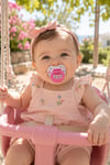 Wee Baby Desenli Damaklı Silikon Emzik 0-6 Ay Pembe