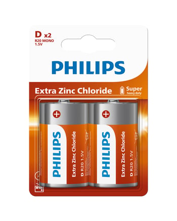 Philips Extra Zinc Chloride D Boy Büyük Boy Pil R20l2b/10