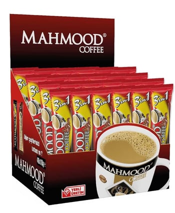 mahmood,3'ü 1 arada,18 gr, kahve, 48 adet, toz kahve, Mahmood 3'ü 1 Arada