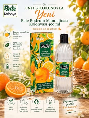 Bale Bodrum Mandalinası Kolonyası Kutulu Pet Şişe 400 Ml.