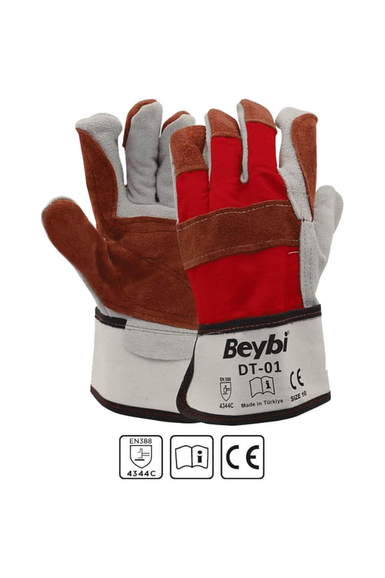 Beybi Dt-01 Kırmızı Deri Takviyeli İş Eldiveni 10 Beden 10 Çift