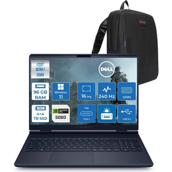 Dell Alienware 16x Aurora Core Ultra 7 255hx Aı 96gb 4tb Ssd +4tb Ssd 8gb/rtx5060 Gddr7 115w 16" Wqx