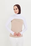 Hürrem Bone Beyaz Tesettür Balıkçı Yaka Boyunluklu Kolluk Viskon Düz 1025_42