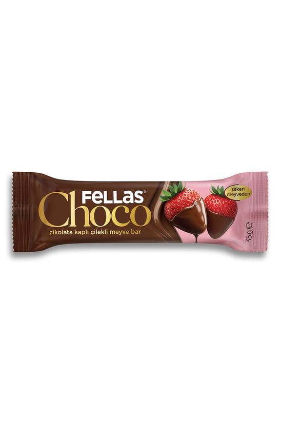 Fellas Choco - Çikolata Kaplı Çilekli Meyve Bar (35 G) X 12 Adet