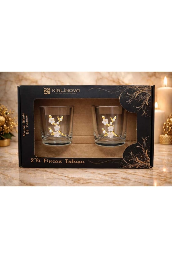 Kirlinova Dal Çiçek Kahve Yanı Su Bardağı 190 Ml 2li