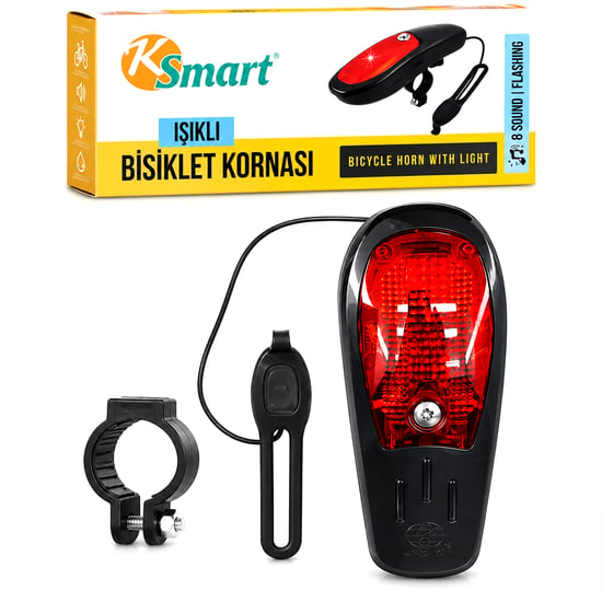İnura Global Bisiklet Kornası ve Zil Işıklı 2xaa Pil 8 Fonksiyon Zil K-1169