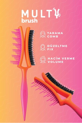 Proco Beauty Pro Multybrush - Yeni Nesil Topuz Fırçası - Kaynak/kıvırcık/düz Saç Kullanıma Uygun ( Turuncu Pembe Degrade )