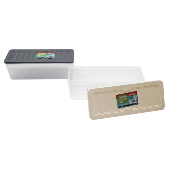 Softchef-00985 Fresh Box ( Derin & 2470ml ) Plastik Şeffaf Saklama Kabı ( Renkli Kapak )