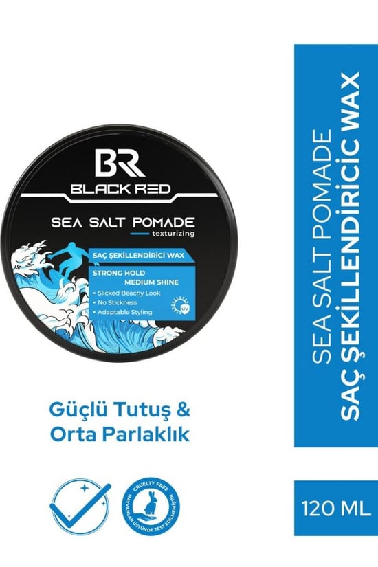 Black Red Sea Salt Pomade Saç Şekillendirici Parlak Doğal Görünüm Sert Wax 120 Ml