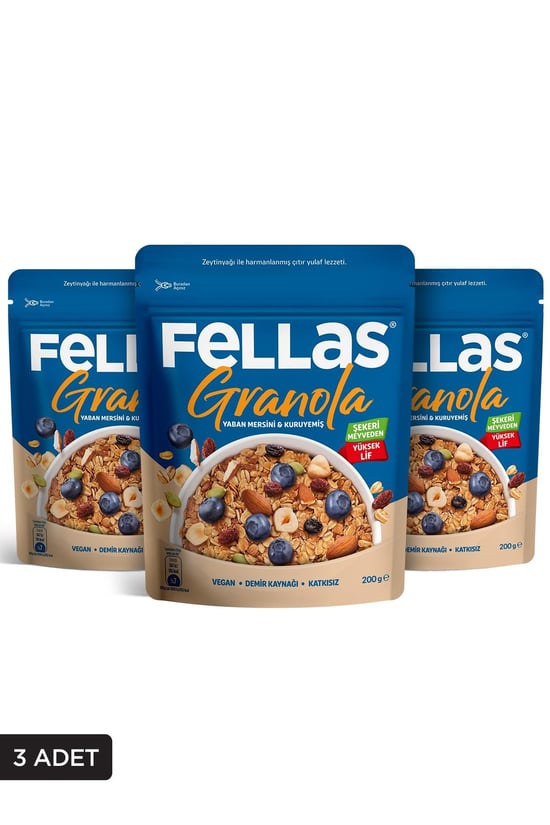 Fellas Granola - Yaban Mersini & Kuruyemiş 200g - 3'lü Paket