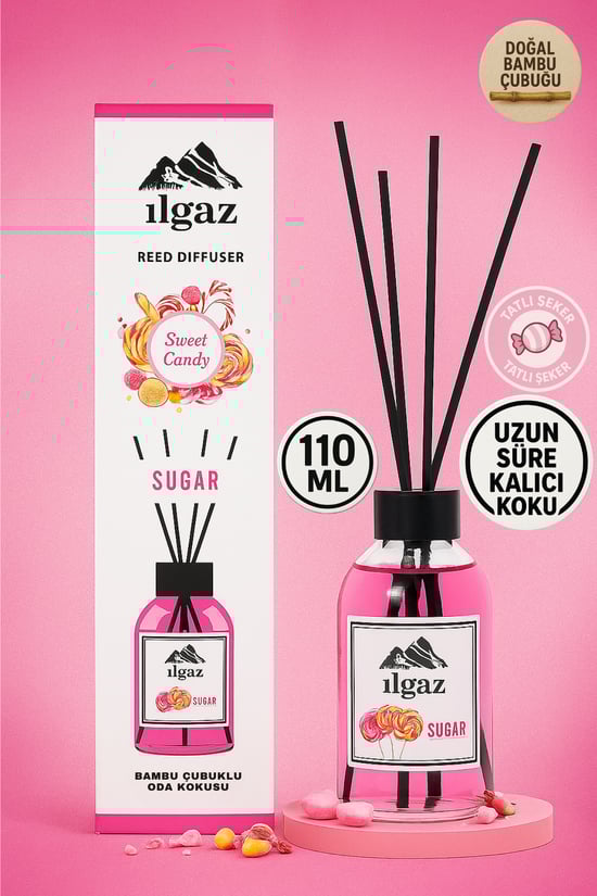 Ilgaz Sweet Candy Bambu Çubuklu Oda Kokusu 110 ml | Red Diffuser Sugar Ortam Kokusu