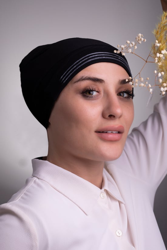 Hürrem Bone Siyah Arkadan Bağlamalı İç Bone Viskon Kumaş Kaymaz Silikonlu 3002_01