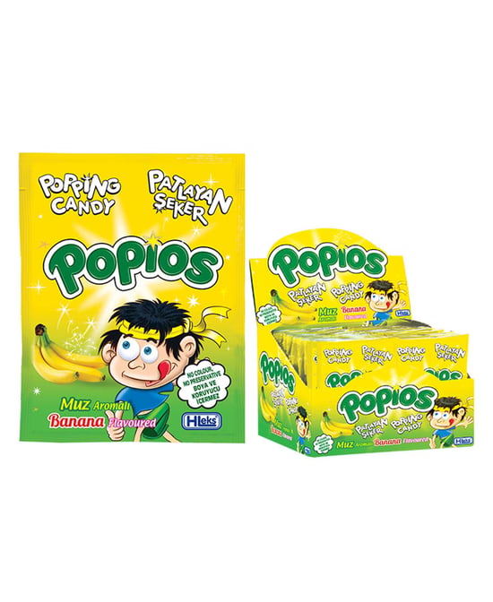 Popios Patlayan Şekerleme 4 Gr X 40'lı Paket Muz Aromalı