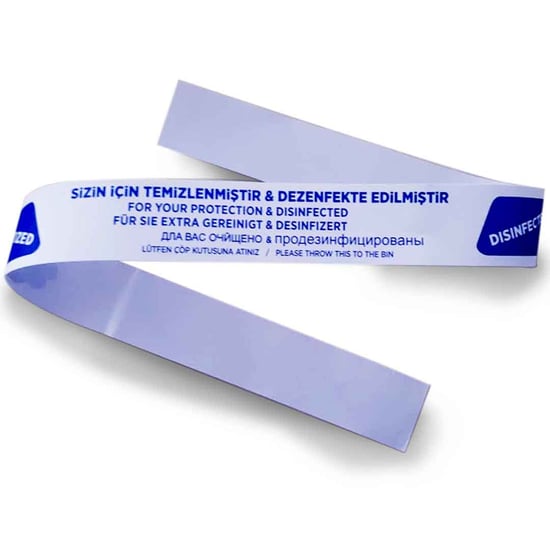 Private 10 Bin Adet Otel Pansiyon Hastane Banyo Buklet Klozet Hijyen Dezenfekte Sizin İçin Temizlenmiştir Dezenfekte Edilmiştir Tuvalet Bandı