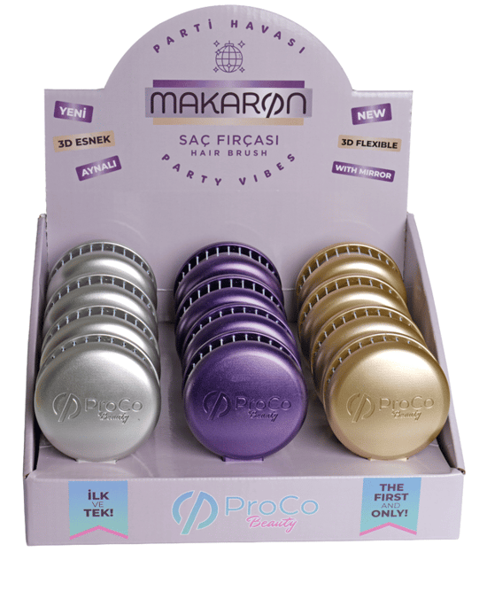 ProCo Beauty Makaron Saç Fırçası Metalik Serisi - Party Havası (Altın, Gümüş, Mor)